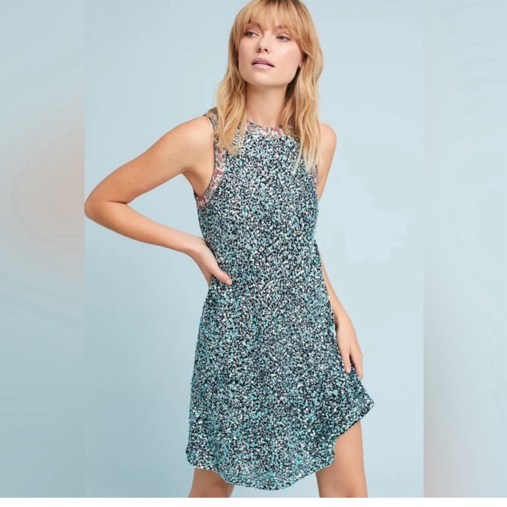 Anthropologie Sleeveless Allover Sequin Dress